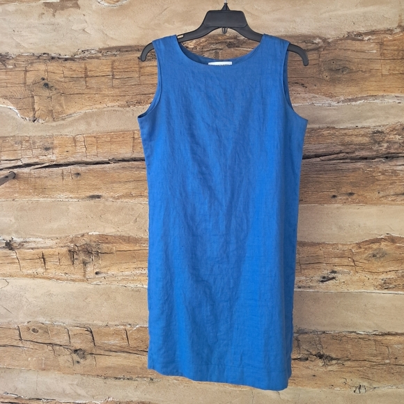 Chansonetta Blue Sleeveless Midi Linen Dress Size Small - Picture 1 of 5